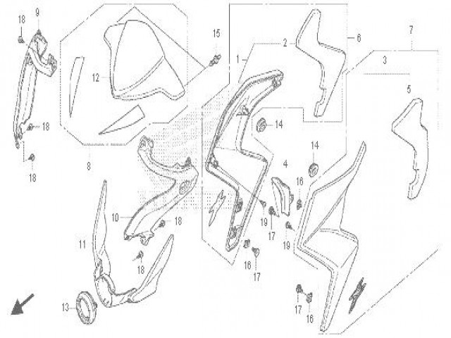 EMBELLECEDOR FARO IZQUIERDO Honda Cb 1000 r 2008 - 2018