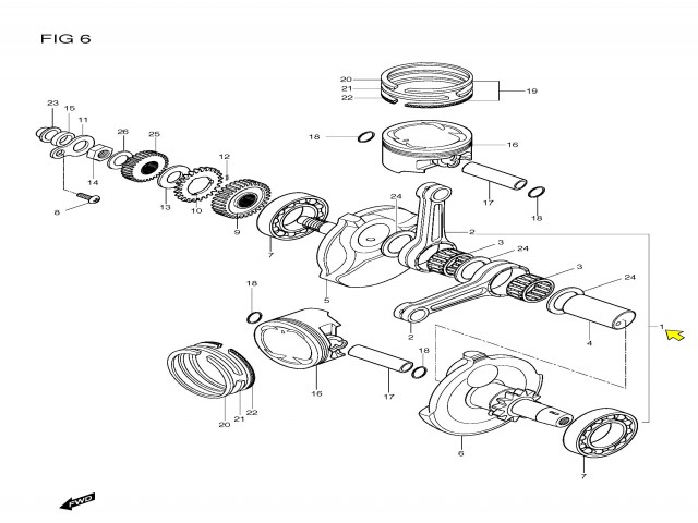 Cigueñal Hyosung Gt 650 r - gt 650 s comet - gt 650 2005 - 2009