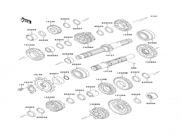 EJE SECUNDARIO DEL CAMBIO Kawasaki kle 500 2005 - 2007