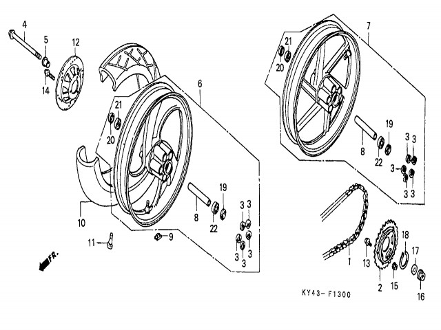 Eje rueda trasera Honda Nsr 125 1990-1993