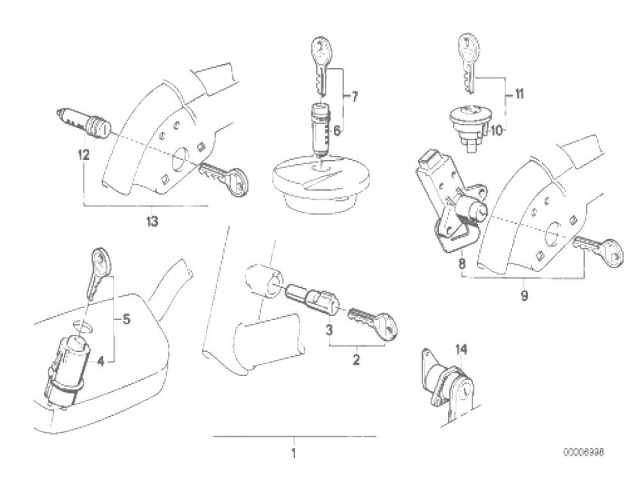 CERRADURAS COMPLETAS Bmw K1 1000 cc 1988 - 1993