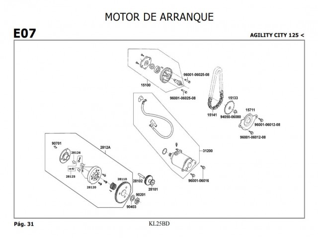 PIñON DOBLE MOTOR ARRANQUE Kymco Agility city 125 2007-2014