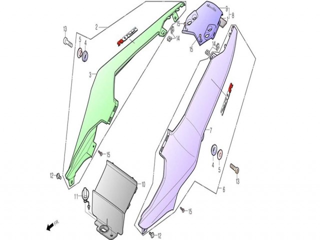 CACHA IZQUIERDA Daelim Roadwin 250 r 2012 - 2015