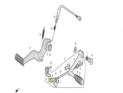 PEDAL FRENO TRASERO Daelim Roadwin 250 r 2012 - 2015