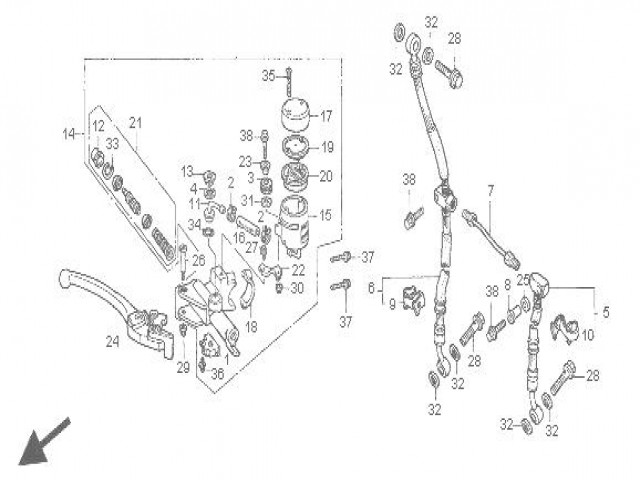 DEPÓSITO LIQUIDO FRENOS DELANTERO Honda Cbr 900 919 cc 1998 - 1999