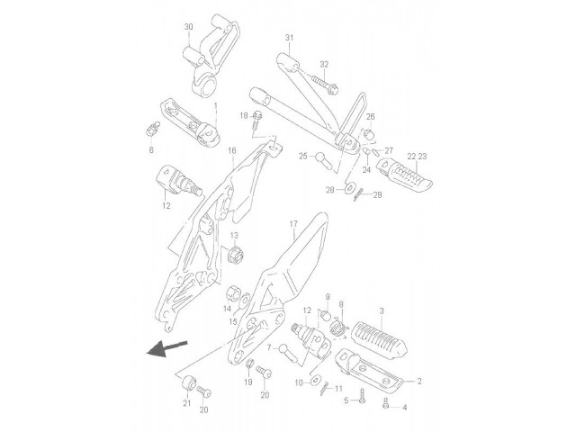 Estribera trasera izquierda Suzuki gsx 750 r 1994 - 1996