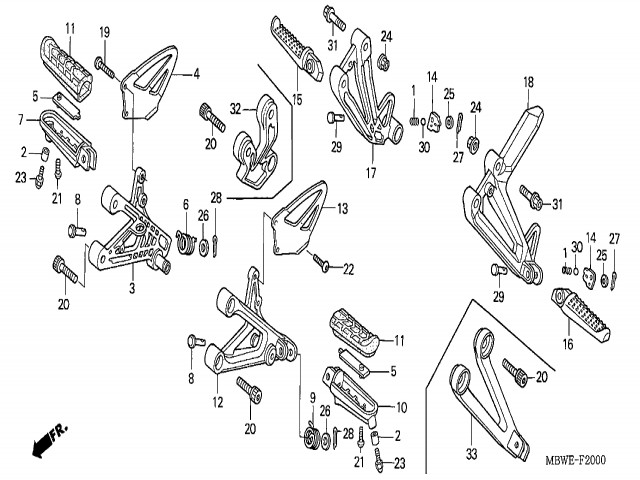 ESTRIBERA DELANTERA DERECHA Honda Cbr 600 f 2001 - 2009