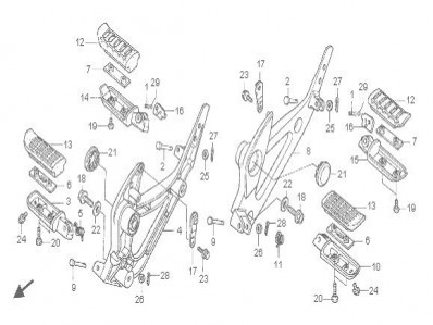 Estribera trasera derecha Honda Pan european 1100 1990-2000