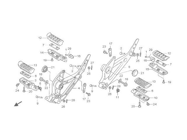 Estribera trasera derecha Honda Pan european 1100 1990-2000