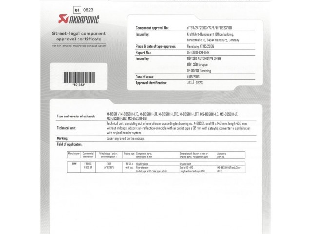 Silencioso Akrapovic BMW F800 S/ST