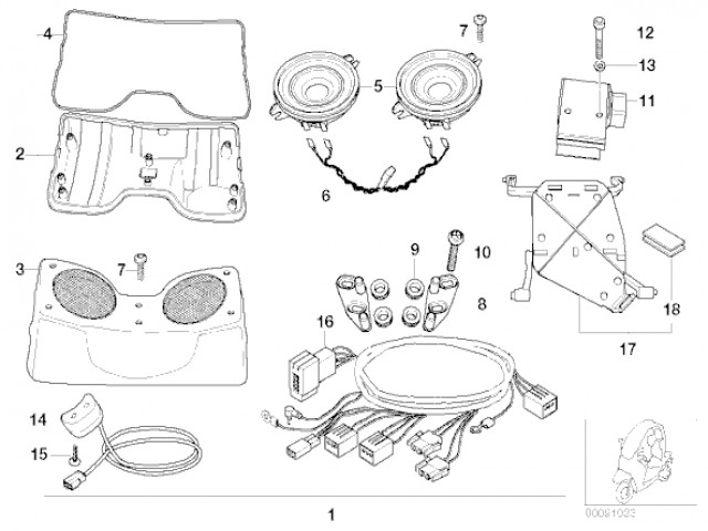 ALTAVOZ RADIO Bmw C1 125 cc y 200 cc 1999 - 2003