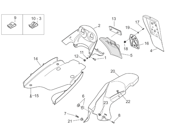 Aleta porta matricula APRILIA SR H2O 50 1993-2008 Recambio Ocasion
