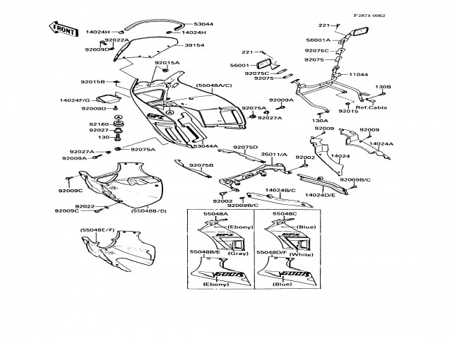 BANDEJA SUPERIOR DERECHA Kawasaki Gpz 600 1985-1989