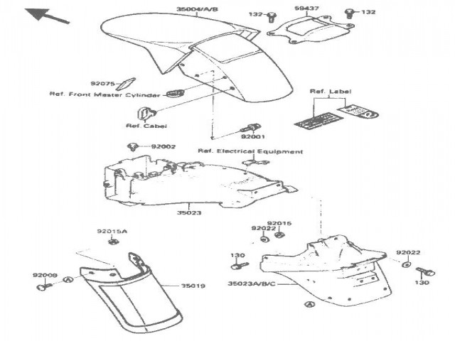 Aleta delantera negra KAWASAKI ZX 10 1000 1988-1990  recambio moto