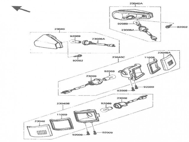 INTERMITENTE TRASERO DERECHO Kawasaki Zx10 1000 cc 1988 - 1990