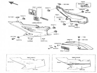 CACHA DERECHA Kawasaki Zx10 1000 cc 1988 - 1990