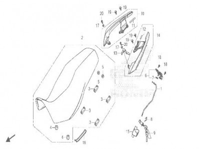 MECANISMO DE ASIENTO Honda Cb 500 x 2013 - 2018