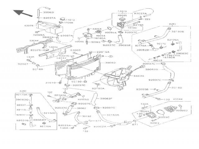 Radiador agua Kawasaki Zzr 1100 1991 - 1992