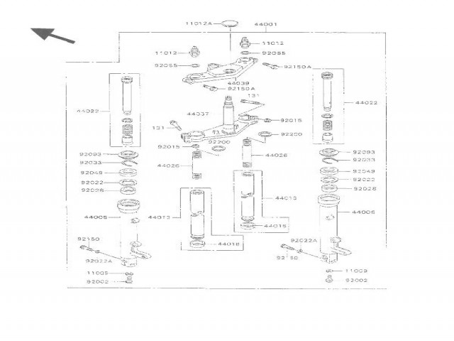 BARRA COMPLETA DERECHA Kawasaki Zzr 1100 1991 - 1992