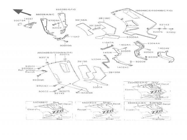 BOCA TIBURON DERECHA Kawasaki Zzr 1100 1991 - 1992