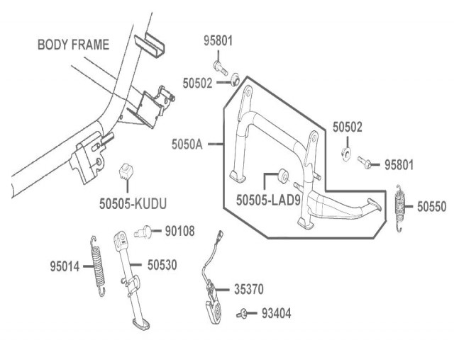 Pata de cabra  Kymco Xciting 250 2005-2007