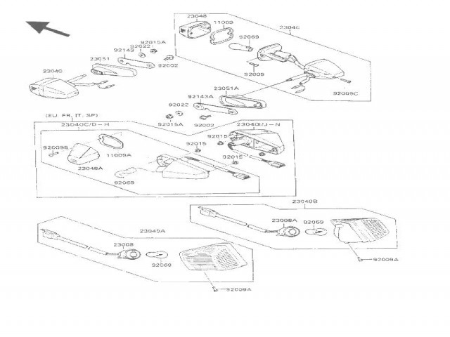 Intermitente trasero derecho  Kawasaki Gpx 600 1985-1990