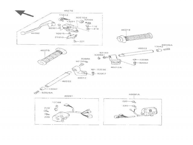 Soporte semimanillar izquierdo Kawasaki Gpx 600 1985-1990