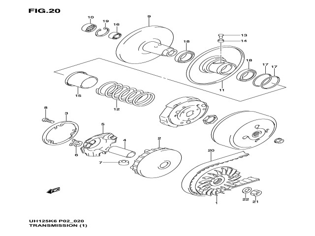 Embrague completo del motor Burgman 125 2007 - 2009