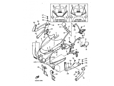 Tubo carenado derecho YAMAHA FZR 1000 1992-1993  despiece de moto