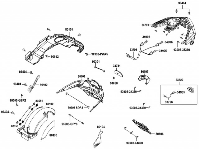 Aleta pase de rueda superior  Kymco Super dink 125 abs 2009-2012
