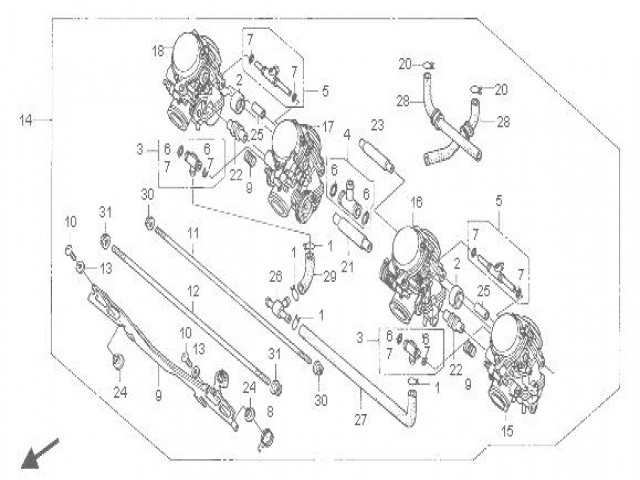 Bateria carburadores  Honda Cbr dual 1000 1993-1999