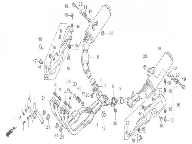 Silencioso izquierdo Honda Cbr dual 1000 1993-1999