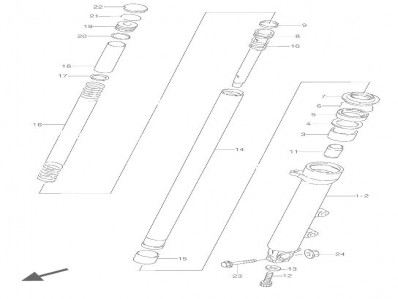 Barra completa derecha Suzuki Gsx 600 f 1988 - 1990