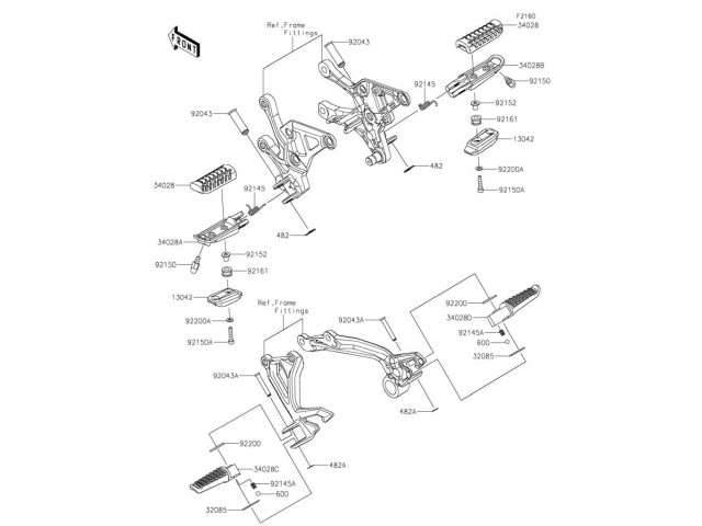 Estribera trasera izquierda Kawasaki Z900 E 2020 - 2021
