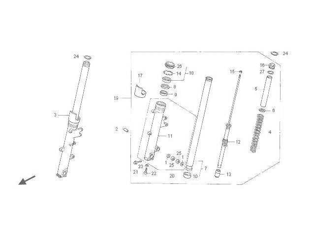 Barra completa izquierda Honda cbr 1100 xx 1999 - 2001