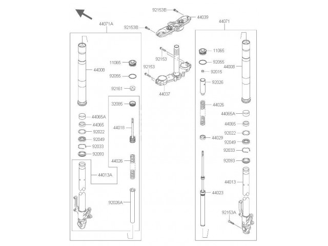 Barra completa derecha Kawasaki Z 800 e 2013 - 2016