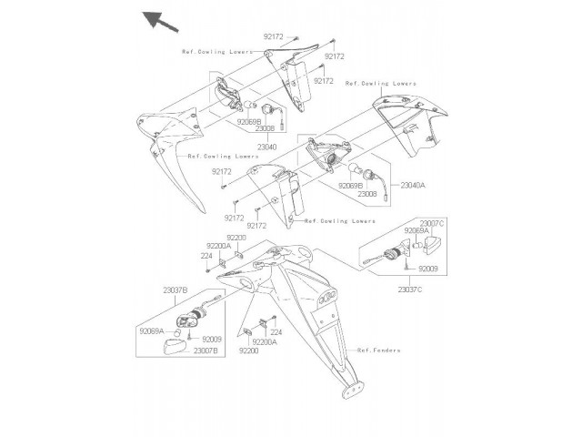 Intermitente delantero derecho Kawasaki Z 1000 2007-2009