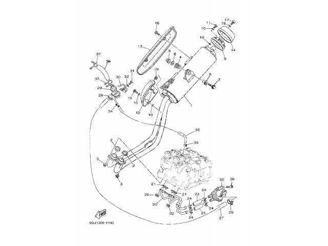 Silenciador  Yamaha tmax 500 2001 - 2003