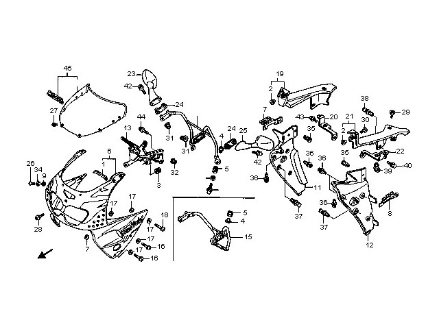 Bandeja superior izquierda Honda cbr 900 1996 - 1997