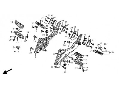 Estribera trasera derecha Honda CBR600F 2011 - 2013