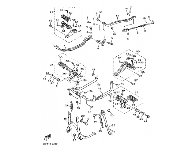 Pedal freno trasero Yamaha virago 750 1988-1992