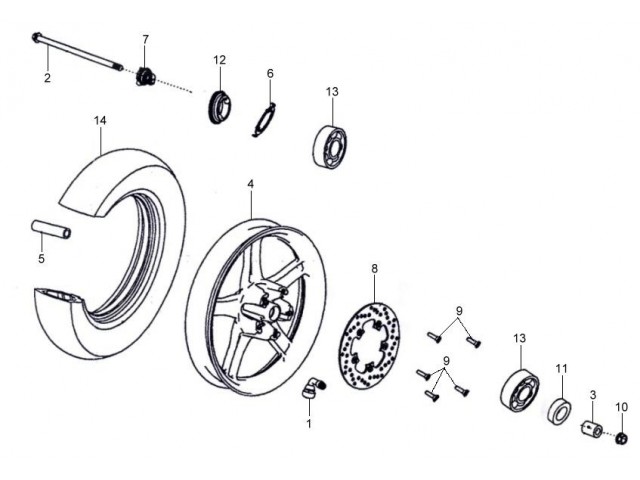 Rueda delantera Sym hd 125 evo 2010 - 2014