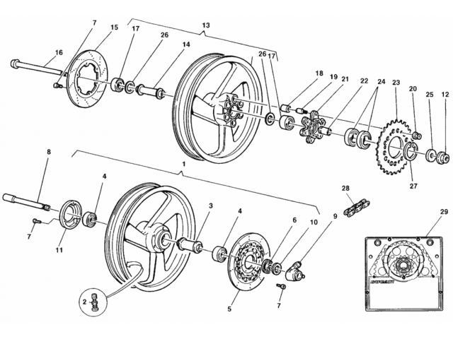 Eje rueda delantera Ducati monster 600 1998 - 1999