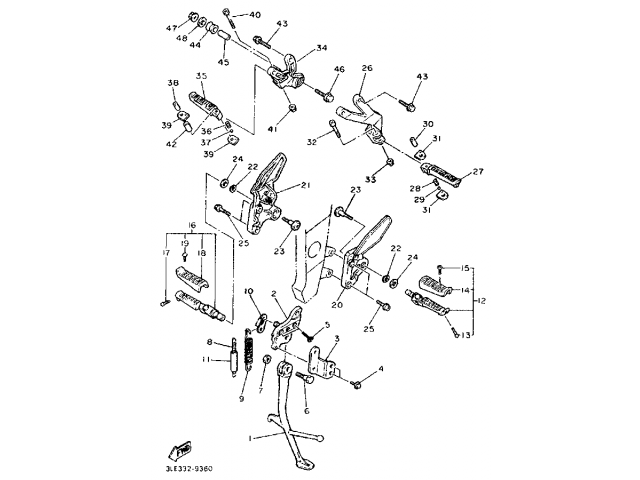 Soporte estribera trasera derecha Yamaha fzr 1000 1990-1991