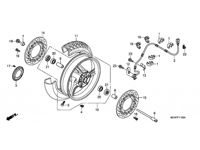 Eje rueda delantera Honda Deauville 700 ABS 2006 - 2008