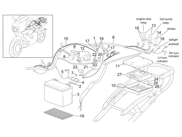 Rele arranque Aprilia RSV Mille 1000 1998 - 2000