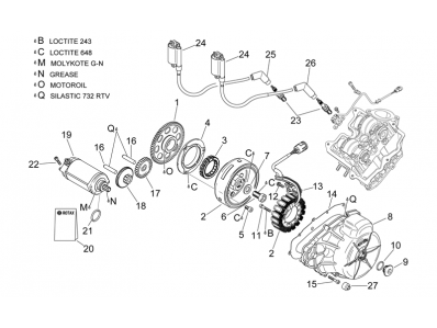 Piñon doble  motor arranque Aprilia RSV Mille 1000 1998 - 2000
