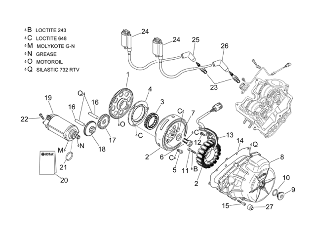Piñon doble  motor arranque Aprilia RSV Mille 1000 1998 - 2000