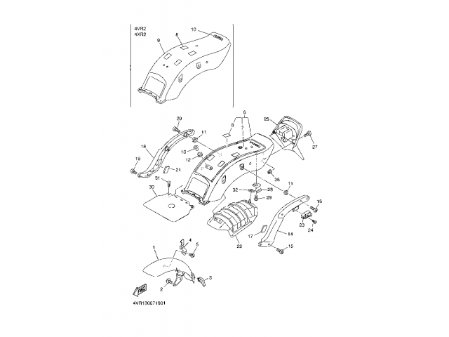 Aleta trasera negra Yamaha Drag Star 650 1997 - 2001
