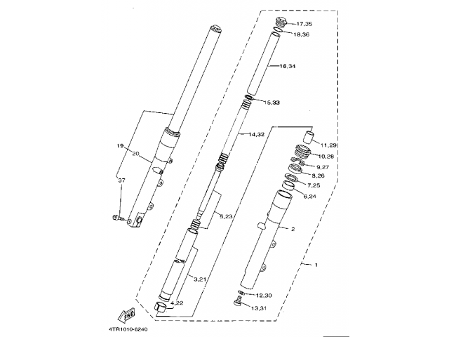 Barra completa derecha Yamaha Drag Star 650 1997 - 2001